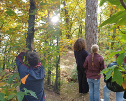 Leistungsfach Biologie kartiert Bäume mit Försterin Böhner